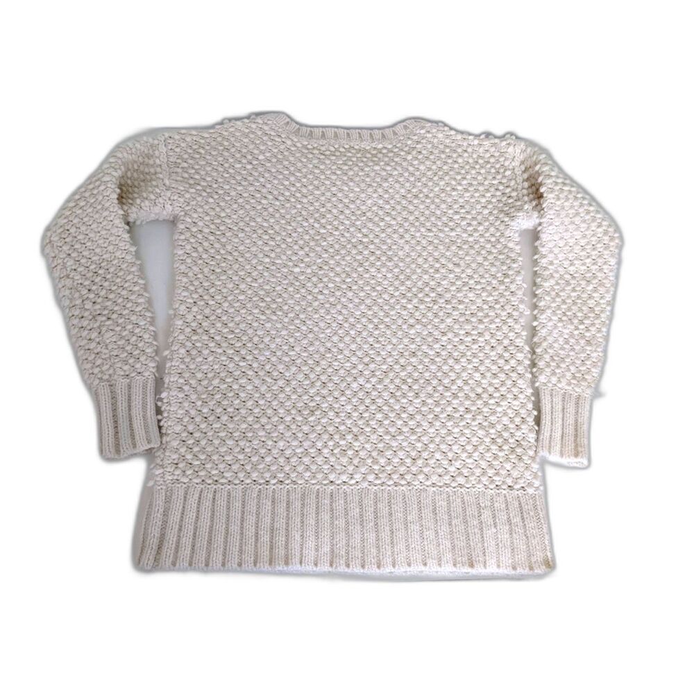 Women's American Eagle Outfitters Cream Wool Blend Popcorn Chunky Sweater XS - Picture 5 of 8
